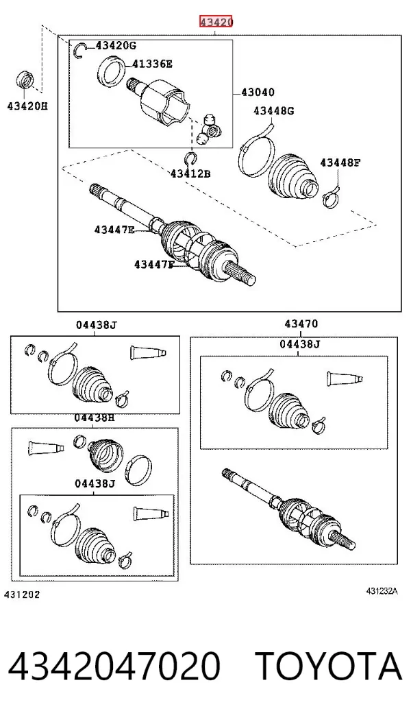 Półoś napędowa przednia lewa 4342047020 Toyota