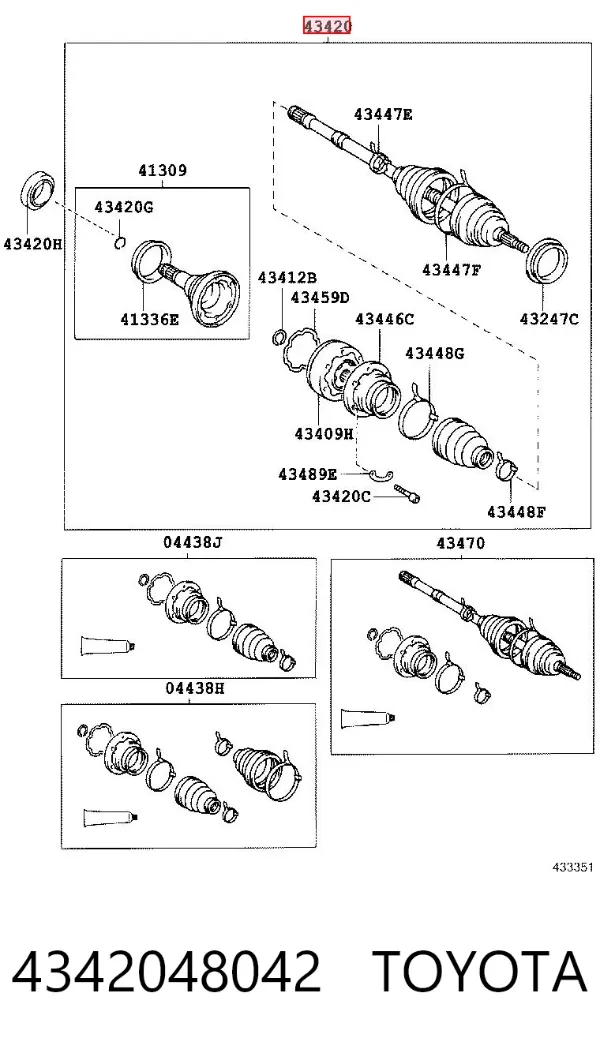 Półoś napędowa przednia lewa 4342048042 Toyota