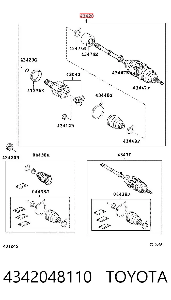 Półoś napędowa przednia lewa 4342048110 Toyota