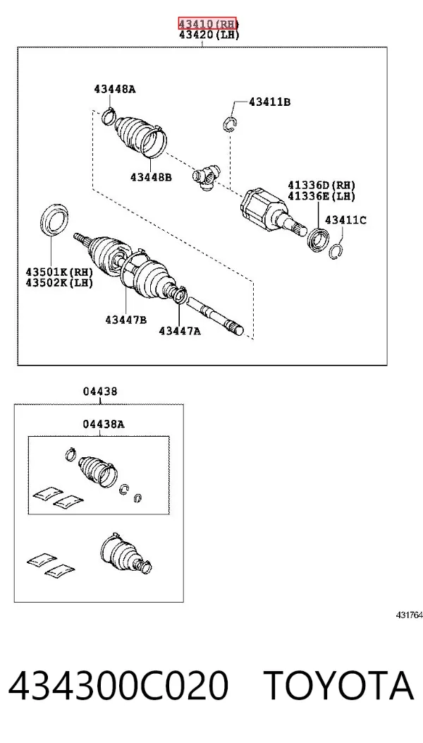 Półoś napędowa przednia 434300C020 Toyota