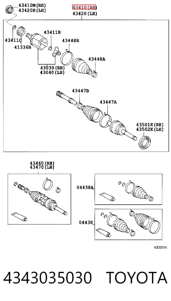 Półoś napędowa przednia 4343035030 Toyota