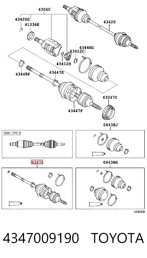 Półoś tylna 4347009190 Toyota