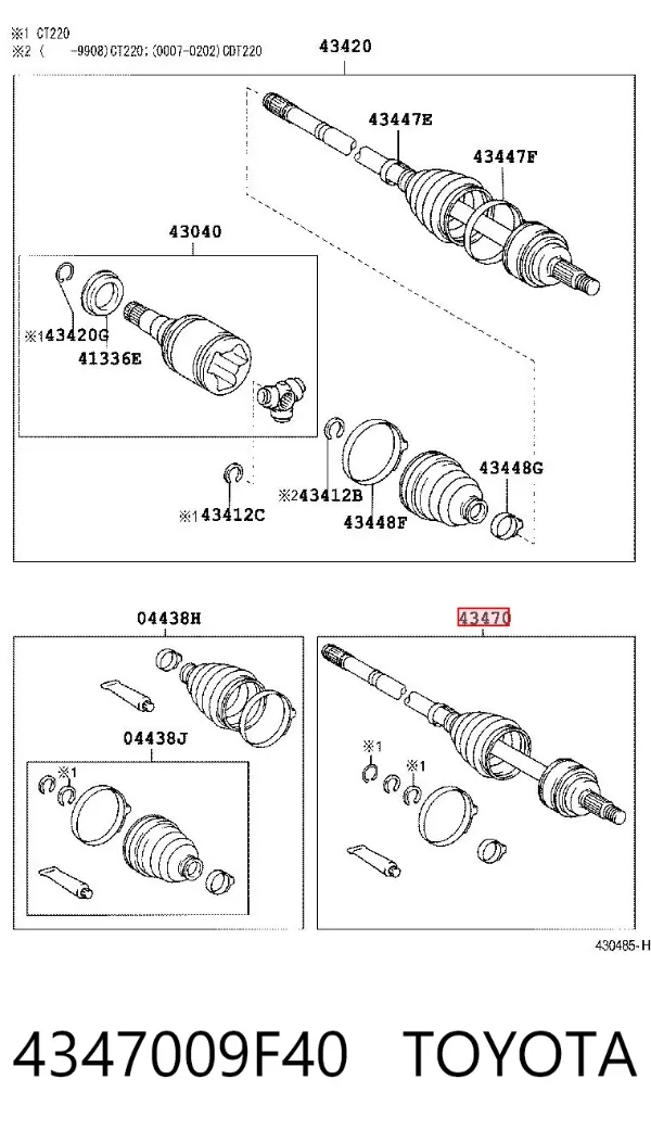 Półoś napędowa przednia lewa 4347009F40 Toyota
