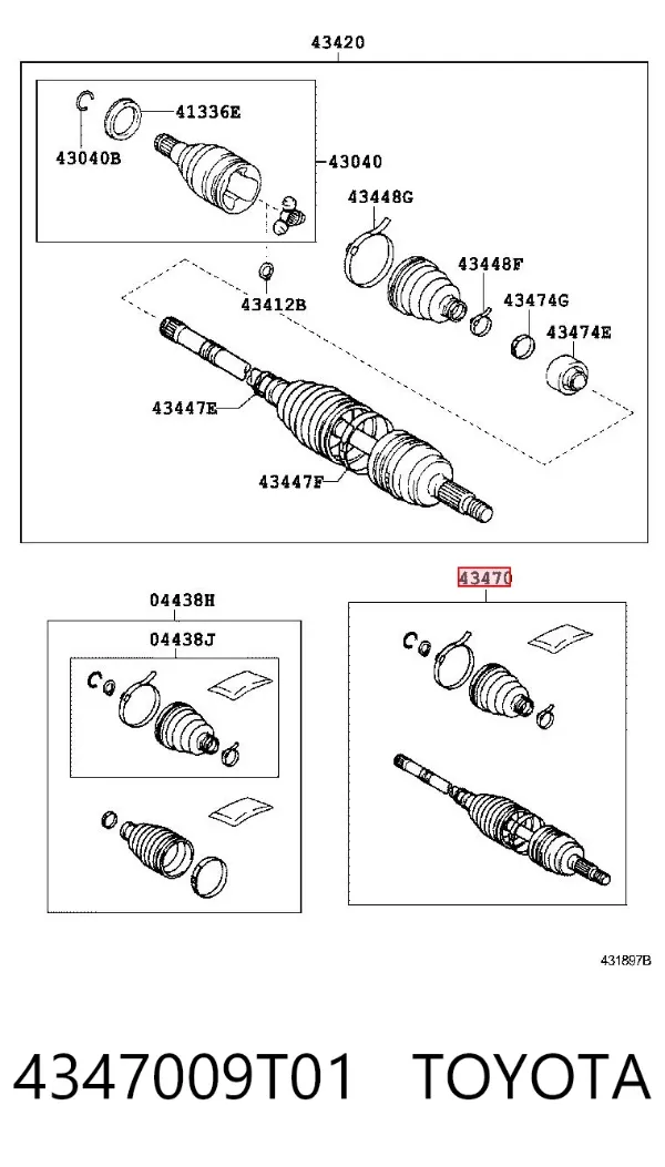 Półoś napędowa przednia lewa 4347009T01 Toyota