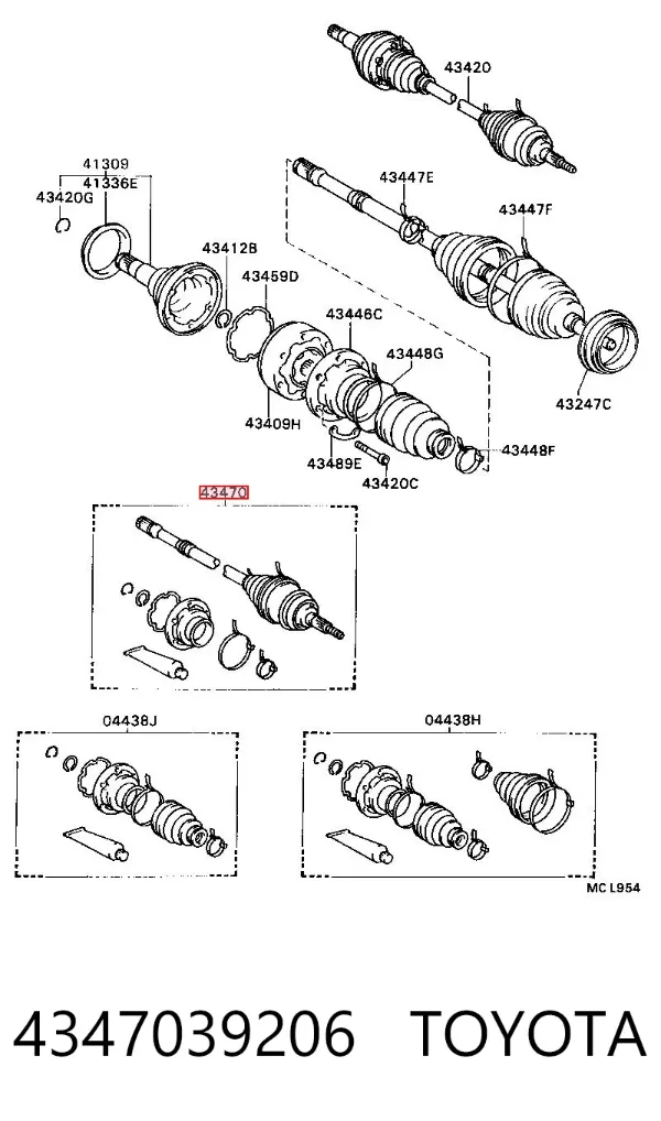 Przegub homokinetyczny przedni zewnętrzny 4347039206 Toyota