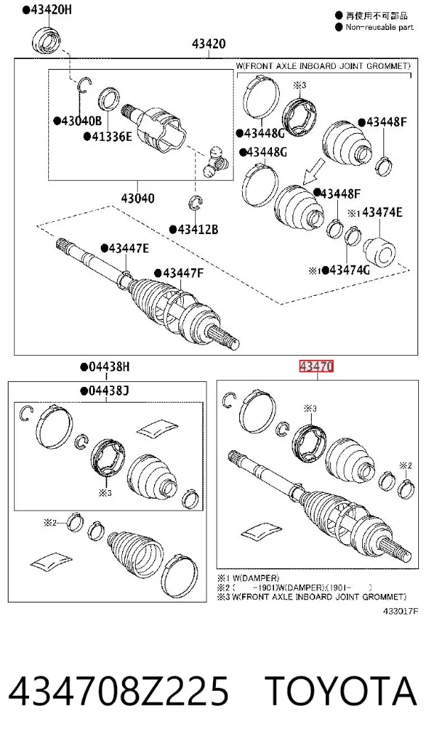 Półoś napędowa przednia lewa 434708Z225 Toyota