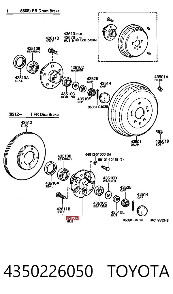 Piasta przednia 4350226050 Toyota