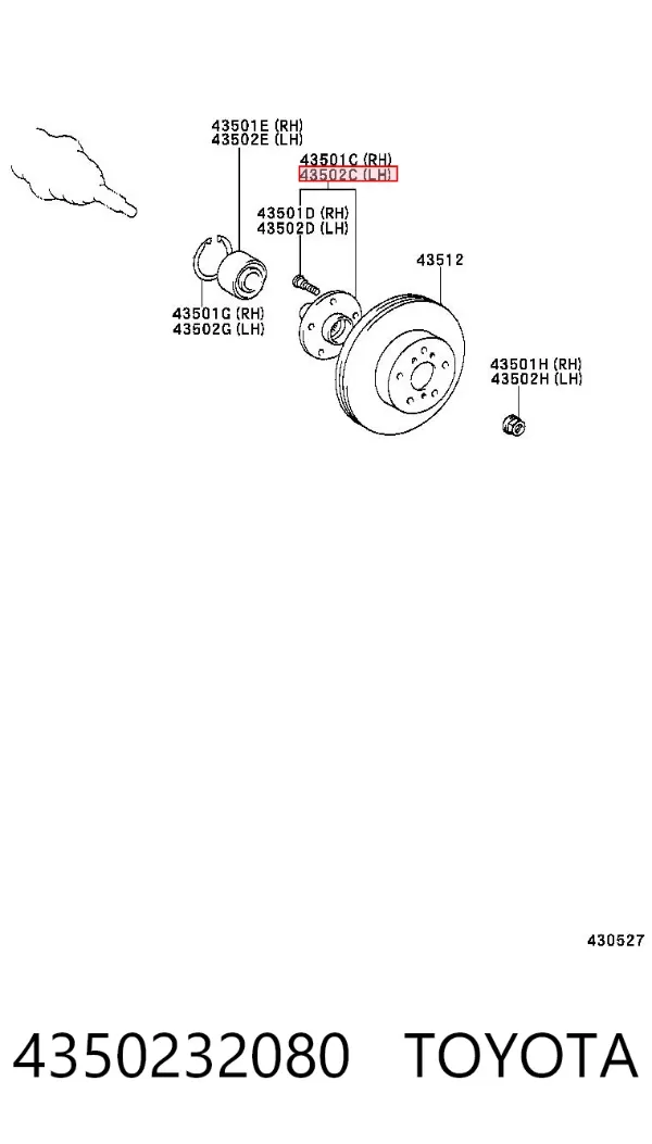 Piasta przednia 4350232080 Toyota