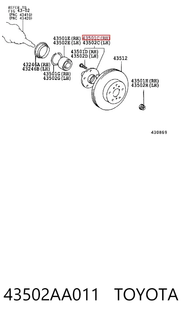 Piasta przednia 43502AA011 Toyota