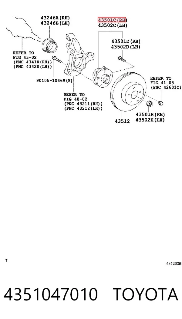 Piasta przednia 4351047010 Toyota
