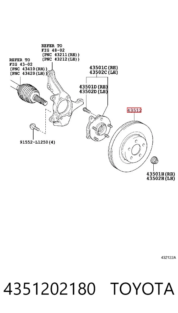 Tarcza hamulcowa przednia 4351202180 Toyota