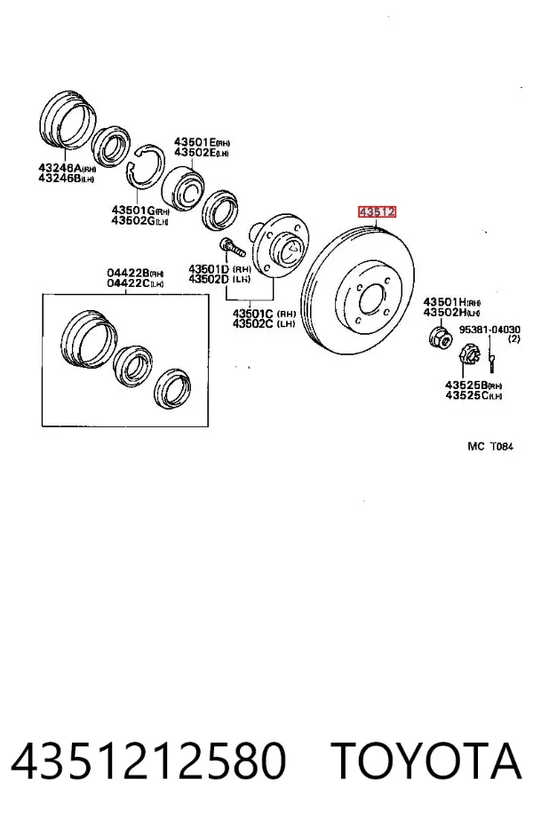 Tarcza hamulcowa przednia 4351212580 Toyota