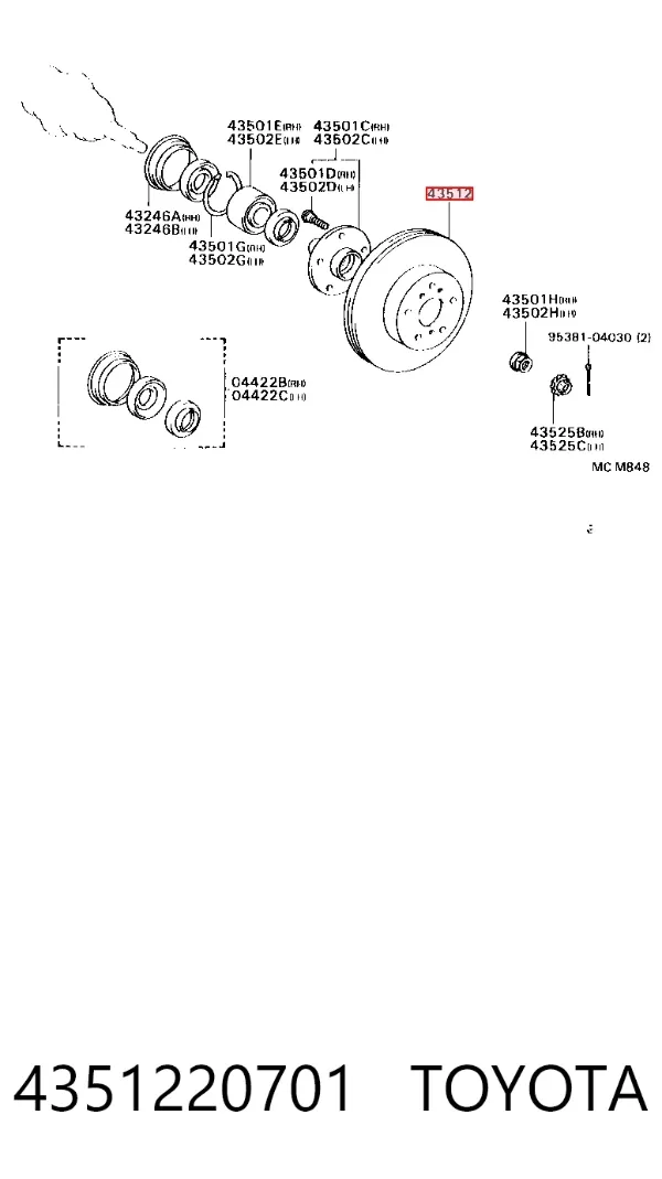 Tarcza hamulcowa przednia 4351220701 Toyota