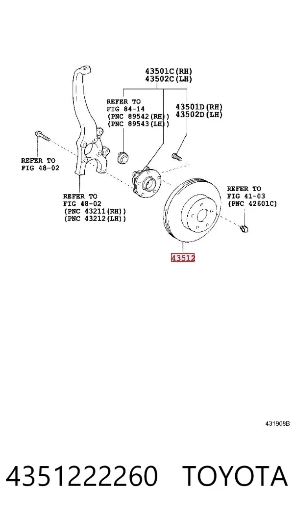 Tarcza hamulcowa przednia 4351222260 Toyota