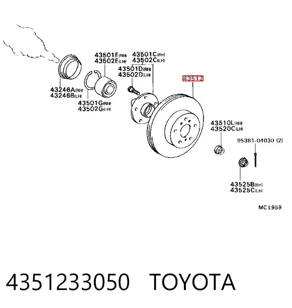 Tarcza hamulcowa przednia 4351233050 Toyota