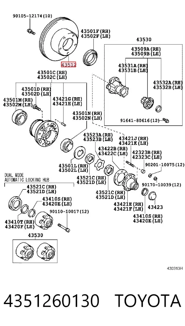 Tarcza hamulcowa przednia 4351260130 Toyota