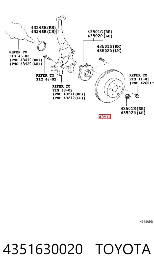 Tarcza hamulcowa przednia 4351630020 Toyota