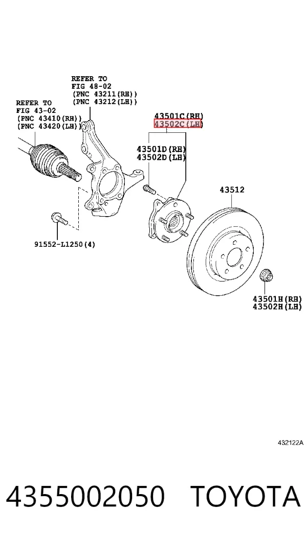 Piasta przednia 4355002050 Toyota