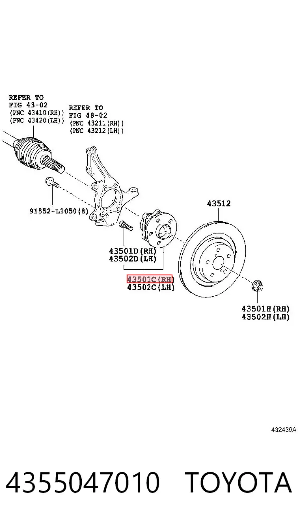 Piasta przednia 4355047010 Toyota