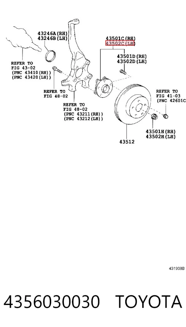 Piasta przednia 4356030030 Toyota