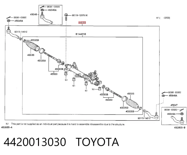 Listwa kierownicza (maglownica) 4420013030 Toyota