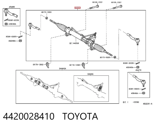 Listwa kierownicza (maglownica) Toyota Previa ACR3