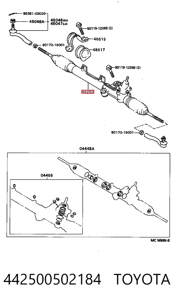 Listwa kierownicza (maglownica) 442500502184 Toyota