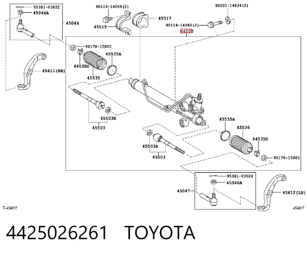 Listwa kierownicza (maglownica) 4425026261 Toyota