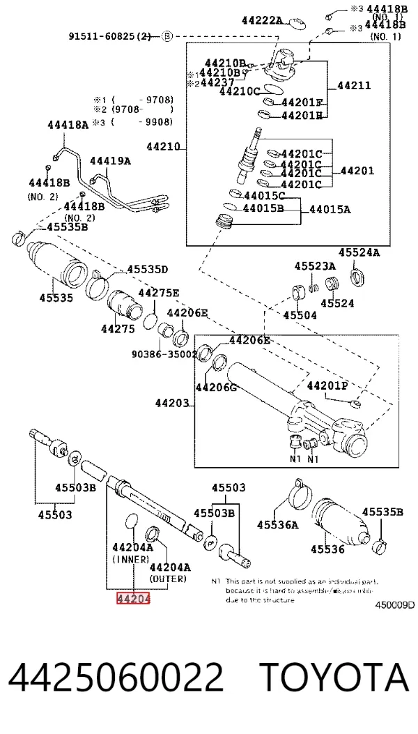 Listwa kierownicza (maglownica) 4425060022 Toyota