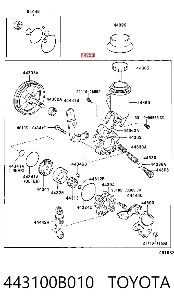 Pompa wspomagania hydraulicznego kierownicy 443100B010 Toyota