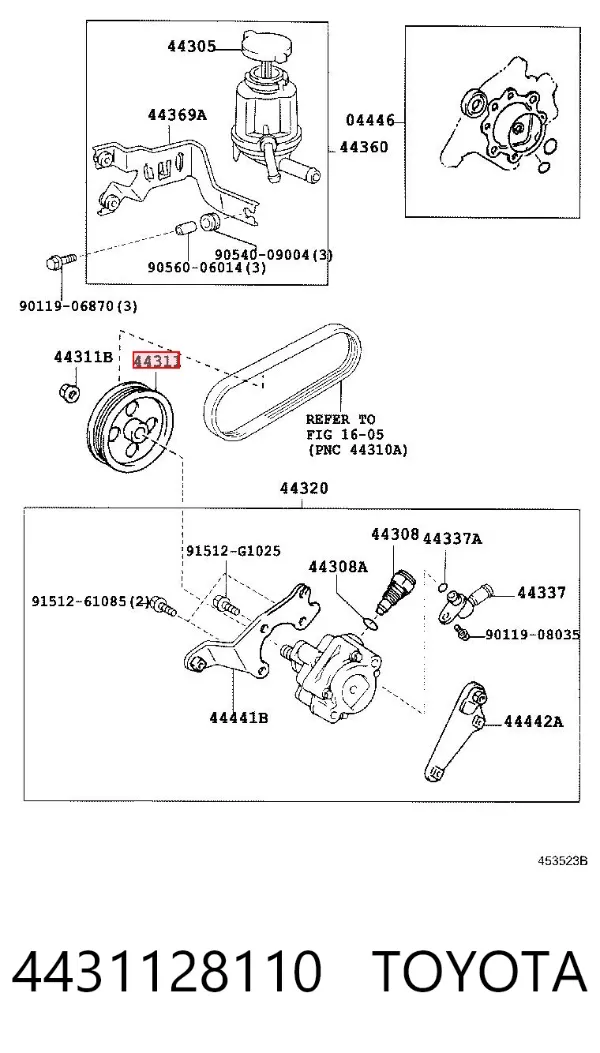 Koło pasowe pompy wspomagania hydraulicznego 4431128110 Toyota