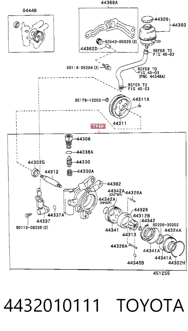 Pompa wspomagania hydraulicznego kierownicy 4432010111 Toyota