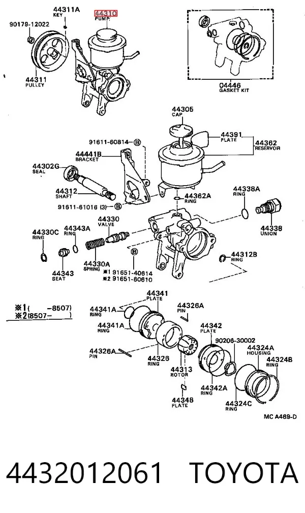 Pompa wspomagania hydraulicznego kierownicy 4432012061 Toyota