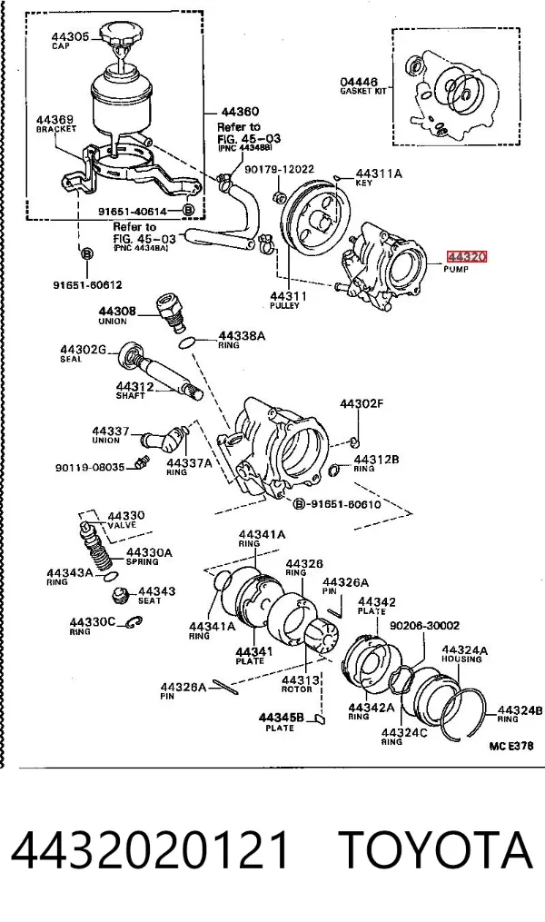 Pompa wspomagania hydraulicznego kierownicy 4432020121 Toyota