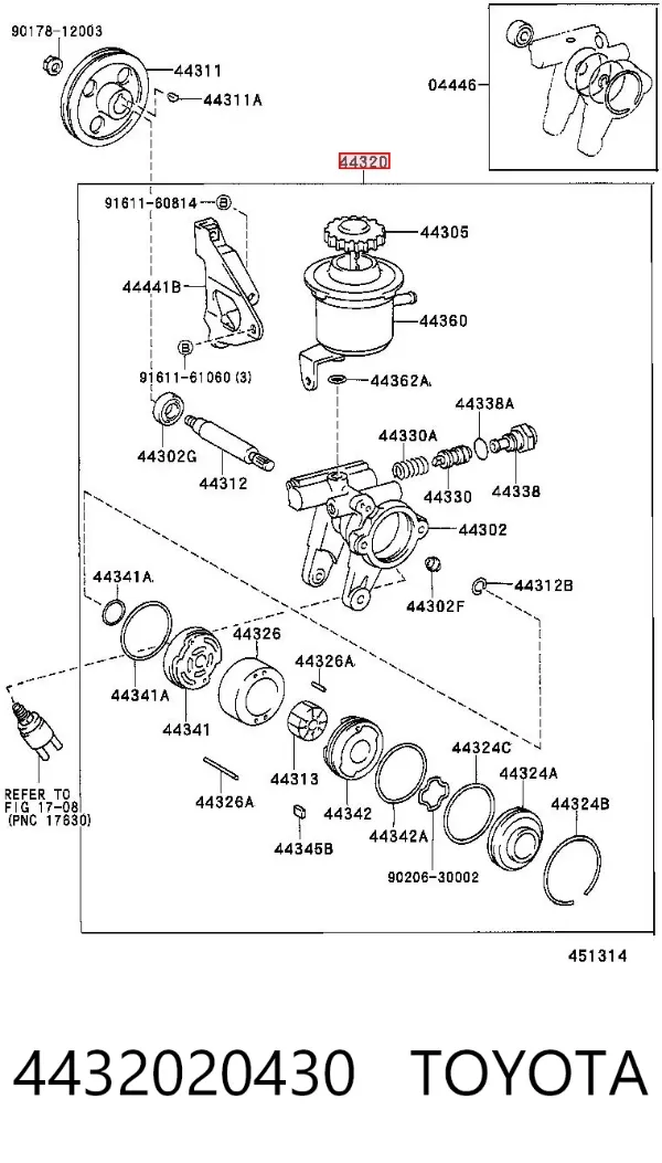 Pompa wspomagania hydraulicznego kierownicy 4432020430 Toyota
