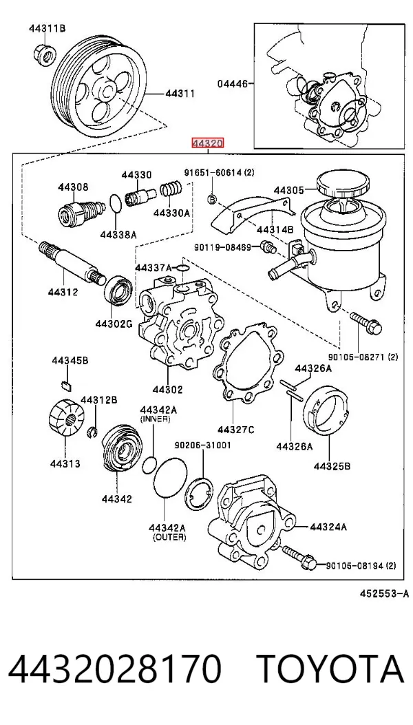 Pompa wspomagania hydraulicznego kierownicy 4432028170 Toyota