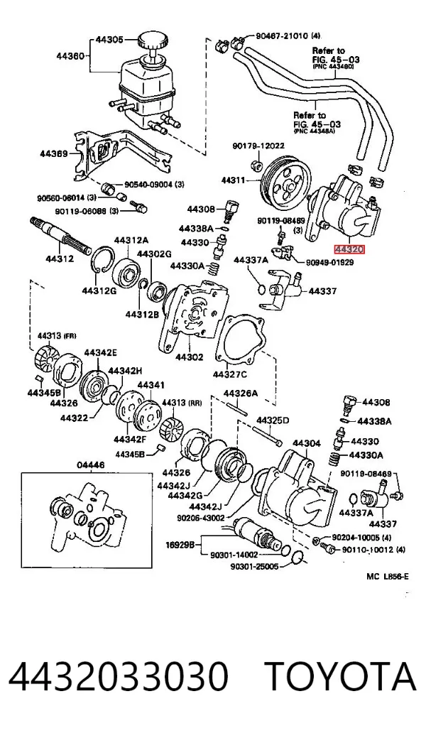 Pompa wspomagania hydraulicznego kierownicy 4432033030 Toyota