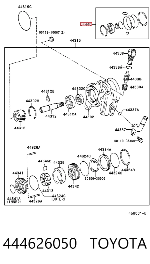 Zestaw naprawczy pompy wspomagania hydraulicznego 444626050 Toyota