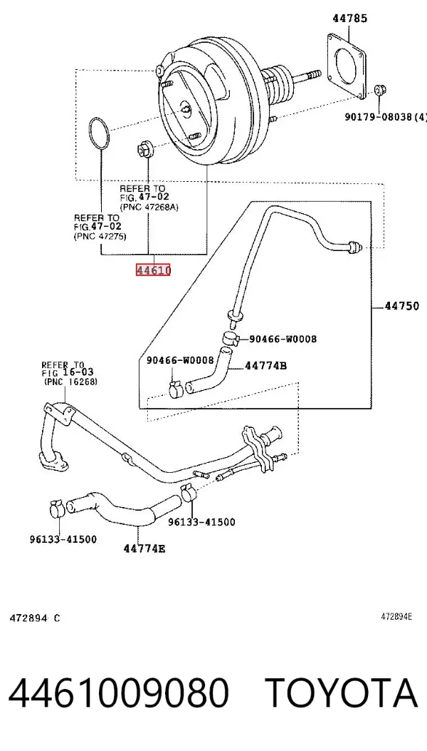 Wzmacniacz próżniowy hamulców 4461009080 Toyota