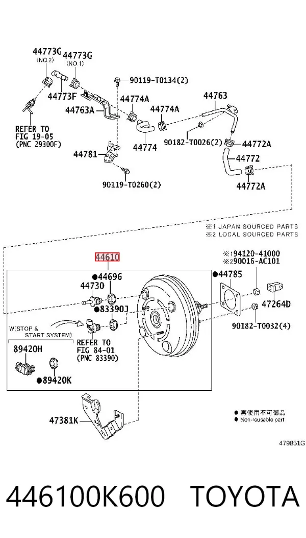 Wzmacniacz próżniowy hamulców 446100K600 Toyota