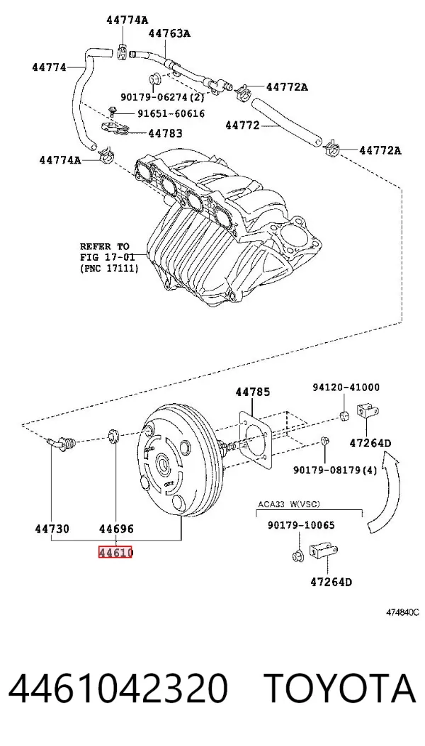 Wzmacniacz próżniowy hamulców 4461042320 Toyota