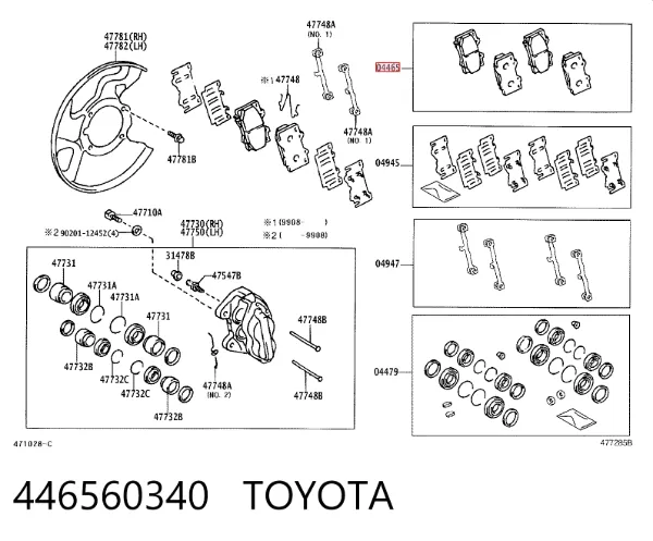Klocki hamulcowe przednie tarczowe 446560340 Toyota