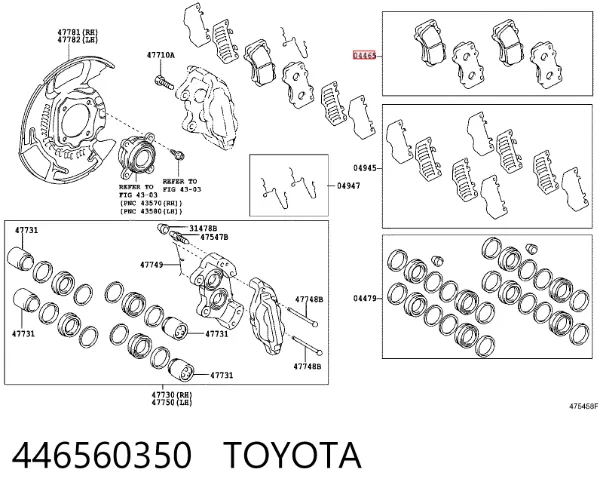 Klocki hamulcowe przednie tarczowe 446560350 Toyota
