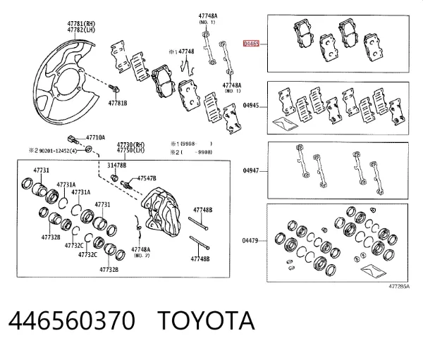 Klocki hamulcowe przednie tarczowe 446560370 Toyota