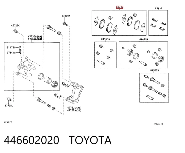 Okładziny (klocki) do hamulców tarczowych tylne 446602020 Toyota