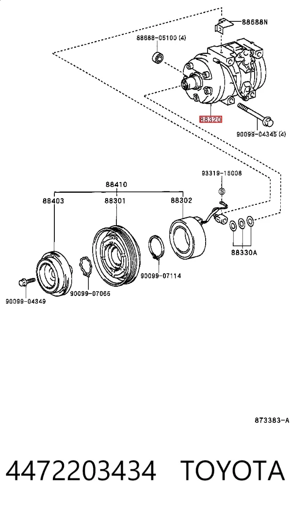 Sprężarka klimatyzacji 4472203434 Toyota