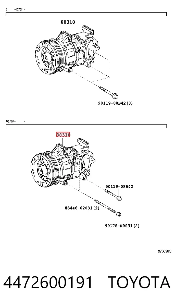 Sprężarka klimatyzacji 4472600191 Toyota