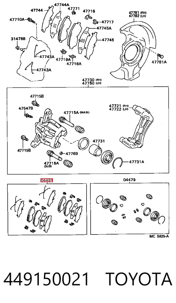 Klocki hamulcowe przednie tarczowe 449150021 Toyota