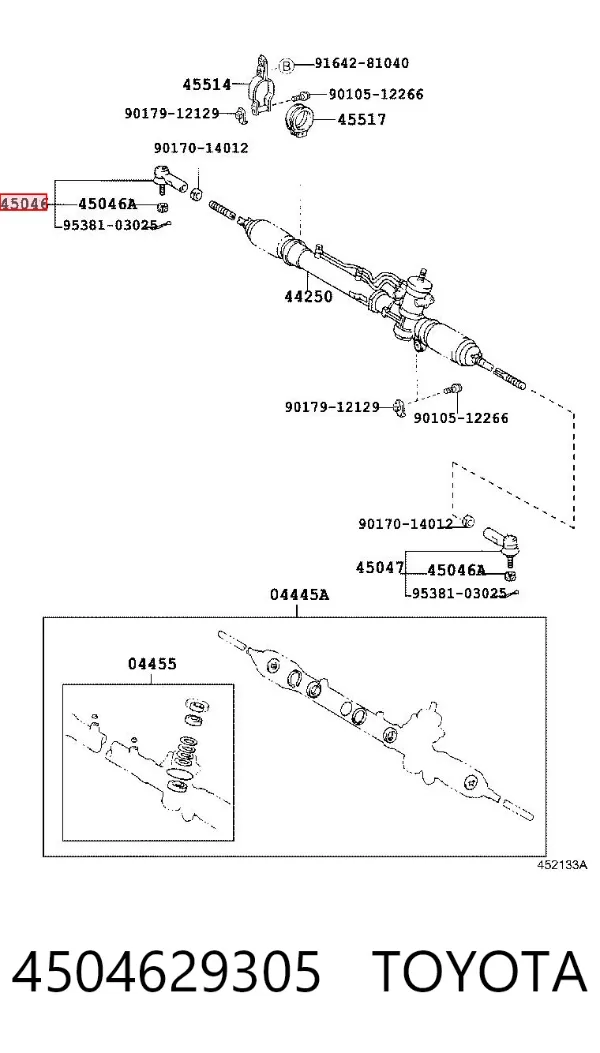 Końcówka drążka kierowniczego zewnętrzna 4504629305 Toyota