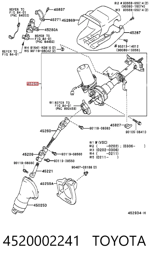 Kolumna (wał) kierownicza (kierownicy) 4520002241 Toyota